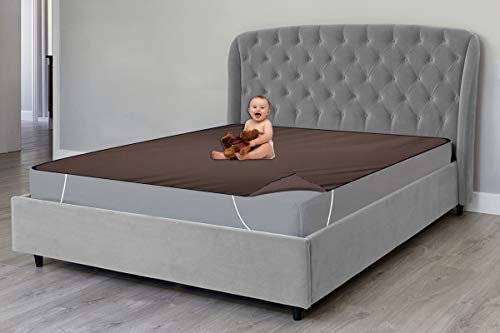 Image of The Furnishing Tree Mattress Protector /Waterproof Bedsheet Size WxL 60x72 inches Queen Size Polyester Brown