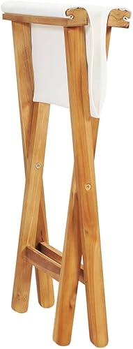 Miniatura 6 de Folding Chair Set of 2, Cream White Solid Teak Wood, 15" x 15" Outdoor Patio Seating, Portable Garden Furniture for Balcony, Conversation