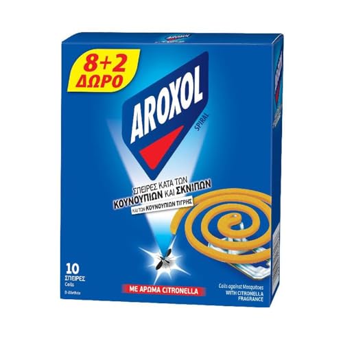 Aroxol Insect Repellent Coils with Citronella Incense for Mosquito (& Tiger) Midges Flies Bugs