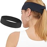 Ouliget Equestrian Sport Headband with Ponytail Hole,Non Slip Stretch Headband for Women,Moisture Wicking Sweatband for Horseback Riding Biking Running Athletic Yoga (Black)