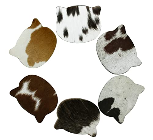NGF Cowhide Coaster Set of 6 pcs Natural Cowhide Drink