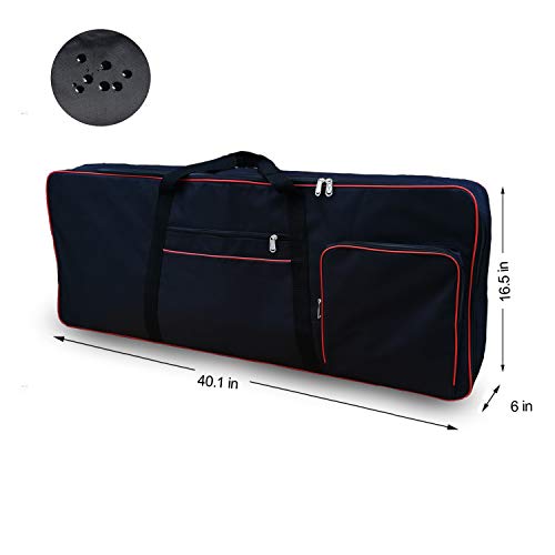 61 Key Keyboard Gig Bag Case,Portable Electric Keyboard Piano Waterproof 600D Oxford Cloth with 10mm Cotton Padded Case Gig Bag 40"x16"x6" / Blue - Thumbnail 7