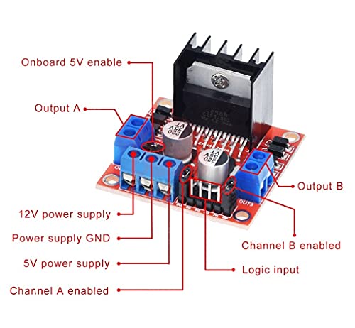 Aideepen 5 peças L298N Módulo de placa controladora de motorista, motor de passo DC Dual H Bridge pa