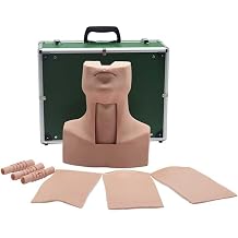 Cricothyroid Membrane Puncture And Tracheostomy Tube, Cricothyrotomy Tracheostomy Simulation Model, Tracheostomy Care Training Manikin with 4X Simulated Trachea, 4X Neck Skin And Aluminum Case
