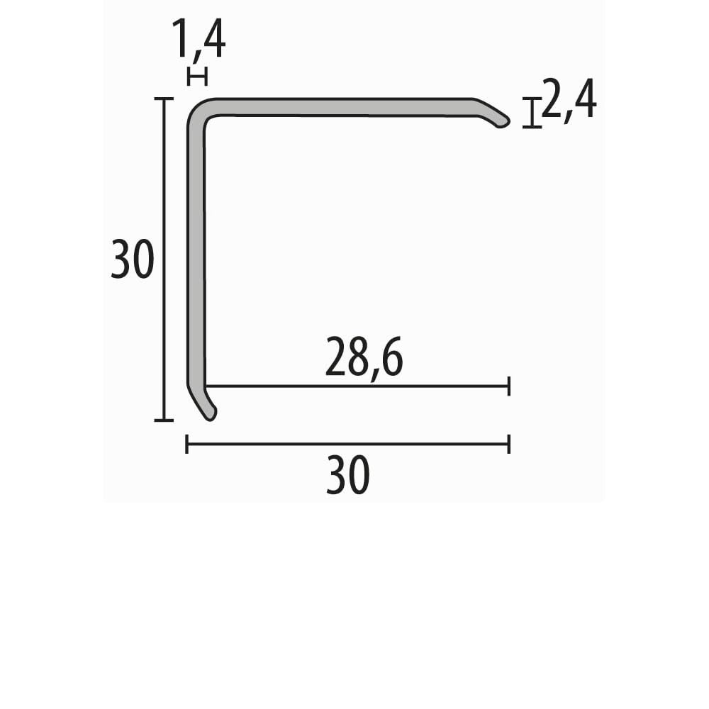 Eckschutzprofil 30 x 30 x 2500 mm Eckschutzwinkel Winkelprofil Aluminium eloxiert Glatt Ungebohrt Edelstahl
