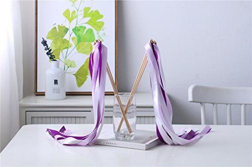 30Pcs Ribbon Stick Wands Party Streamers For Wedding Party Activities (Purple) #TOP1