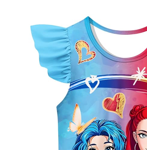 JAZZMAD Girls Dresses Kids Casual Dress Flutter Sleeves Gowns Outfits 3-8 Years3