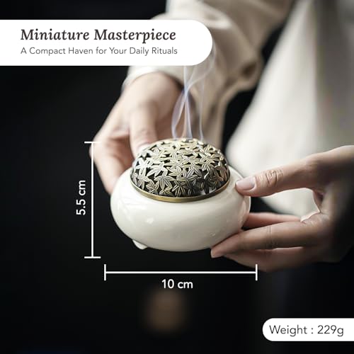 Image of Ekhasa Ceramic Dhoop Dani Loban Burner Holder Stand for Home | Dhup Kapoor Dani for Puja | Sambrani Dhoop Holder | Dhuni Burner Samrani Dhoop Batti Stand for Pooja | Dhup Stand Incense Oud Burner
