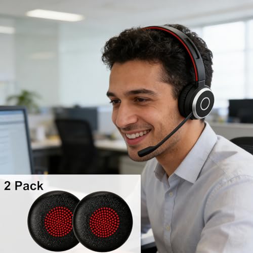 Repuestos de Almohadillas para Orejas para Jabra Evolve 65 40 30 20 (Paquete de 2) | Almohadillas para Jabra Evolve 65/65UC/MS, 40/40UC/MS, 30/30II/30US, 20/20SE/UC/MS, Plantronics Blackwire C3210 C3220 C3225 miniatura 4