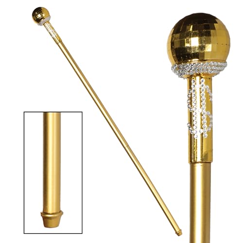 Underwraps Walking Gold Pimp Cane - Halloween Accessories for Men, Toy Cane for Cosplay, Costume Props for Adults, Costume Toys for Kids, Cool Walking Canes