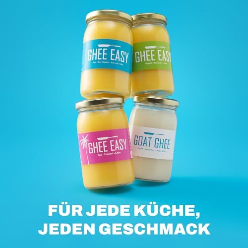 Ghee Easy 500g Ghee Bio von Grasgefütterten Kühen - Ghee Butter ohne Zusatzstoffe - Zertifiziert Organisch & Biologisch - Hochreines Ayurveda Ghee ohne Laktose und Gluten - 100% Europäisch