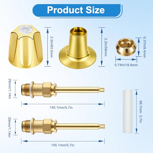 Coolfell Gold Bathtub Shower Trim Kit, 2 Piece Shower Knob Replacement Kit, Compatible with Price Pfister Valve, Shower 2 Faucet Handle Repair Kit with Shower Stems, Seats Parts, Flanges by Coolfell - Used condition - Image 2
