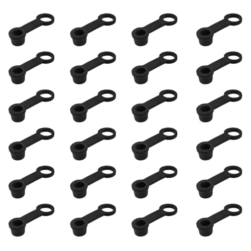 QEUOBUE Car Brake Bleeder Screw Caps, Rubber Brake Bleeder Nipple Dust Cover Replacement with Keeper, Automotive Grease Zerk Fitting Cap Accessories for Cars, Motorcycles, Bicycles(24PCS)