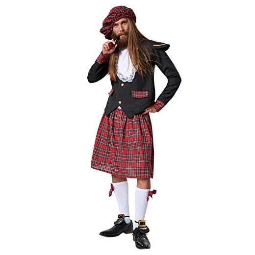 dressforfun 900424 - Herrenkostüm vornehmer Schotte, Jackett und Kilt mit Kniestrümpfen und Schottenmütze (S | Nr. 302080)