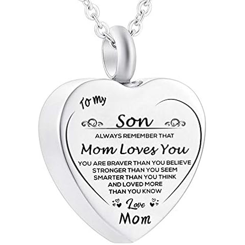 misyou Cremation Ashes Jewelry Infinity Urn Pendants Ashes Holder Memorial Keepsake Urn Necklace Cremation Jewelry for Mom (Mom Love Son) Cover
