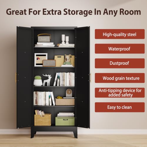 Image of PAOFIN 71 inch H Tall Kitchen Storage Cabinet with Doors