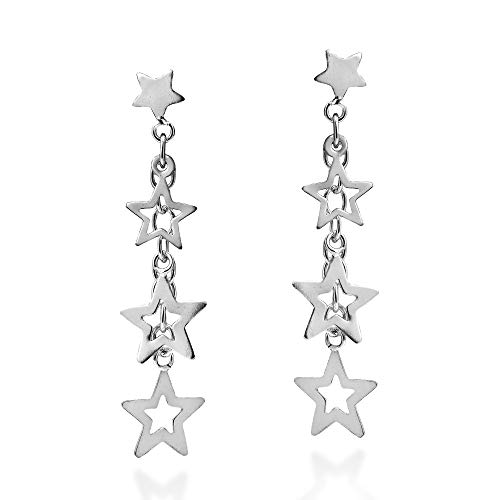 Image of Handcrafted Trail of Stars .925 Sterling Silver Post Dangle Earrings | Earrings for Women | Sterling Silver Earrings | Dangle Earrings For Women | Stud Earrings