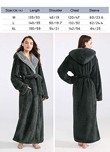 Artfasion Robes For Women With Hood Long Soft Warm Full Length Bathrobes Luxurious Plush Fleece Winter Robes #TOP6