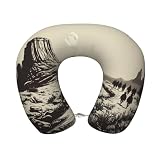 Hekroxu Western Desert Cowboy Print Travel Pillow Pure Memory Foam Neck Pillow Airplane for Traveling,Car, Train,Napping,Traveling,Washable Cover