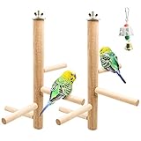 S-Mechanic 2pcs Bird Perch Nature Wood Top Wooden Branches Stand Toys in Bird Cage for 3 or 4 Small...