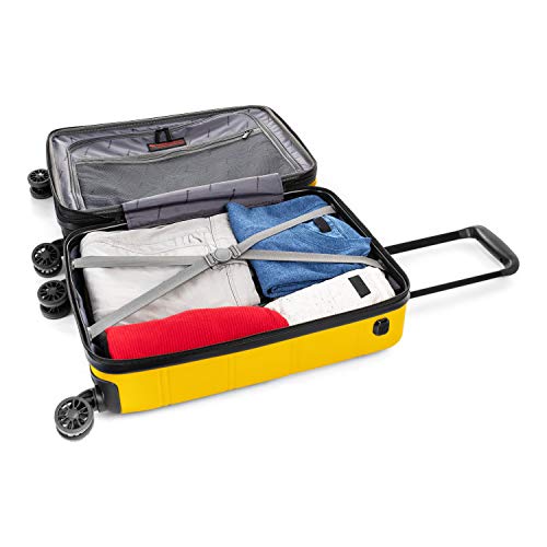 Swiss Mobility Lax Collection 3 Piece Hard Shell Luggage Set, Expandable Suitcases With 360-Degree Spinner Wheels, Retractable Handle, 20 Inch Carry On, 24 Inch Mid-Size, 28 Inch Large Bags, Yellow #TOP7