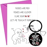 CRASHOT Funny Valentine's Day Card, Naughty Valentine's Day Card & Keychain Gift for Wife Husband BF GF, Butt Theme Dating Anniversary Present, Cheeky Romantic Poem Design