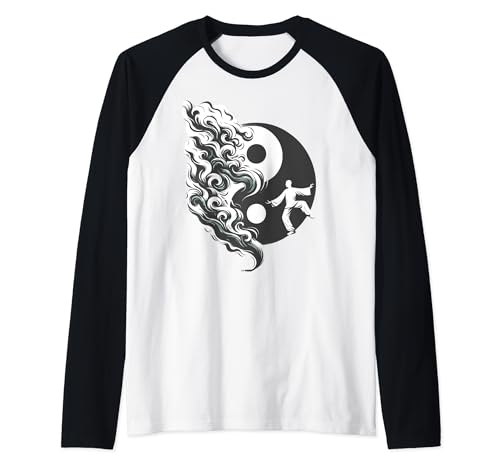 Smoky Tai Chi Harmony Equilibrio etéreo Yin y Yang Camiseta Manga Raglan