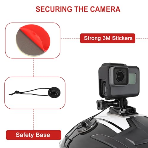 33 Stück Kamera Helm Halterung Zubehör Kit, GoPro Flache Klebebefestigungen, gebogen, Klebepad Helm Halterung für GoPro Hero 45678, Session und andere Sportkameras