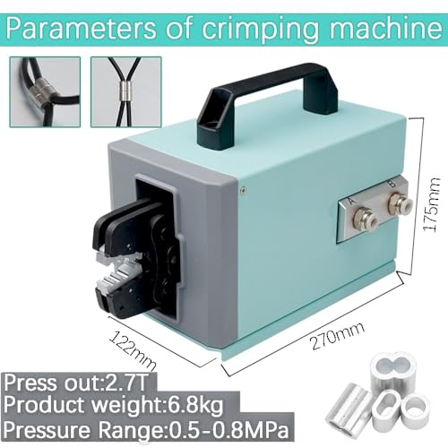 Pneumatic Crimping Tool,Wire Rope Pneumatic Air Powered Wire Terminal Crimping Machine for Aluminum Oval Sleeves and Stop Sleeves from 1/17-inch to 3/16-inch, by HTYTOOL - Image 4
