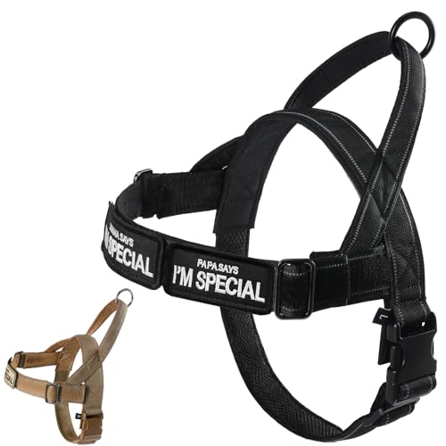Arnés ajustable para perros pequeños, medianos y grandes, reflectante, anti-escape, sin tirón, para caza, entrenamiento al aire libre, negro, S