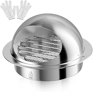 Hon&Guan 4'' Dryer Vent Cover, 304 Stainless Steel EXhaust Vent Ventilation Grill Hood for HVAC System-with A Pair of Gloves.
