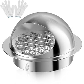 Hon&Guan 4 Dryer Vent Cover, 304 Stainless Steel EXhaust Vent Ventilation Grill Hood for HVAC System-with A Pair of Gloves.