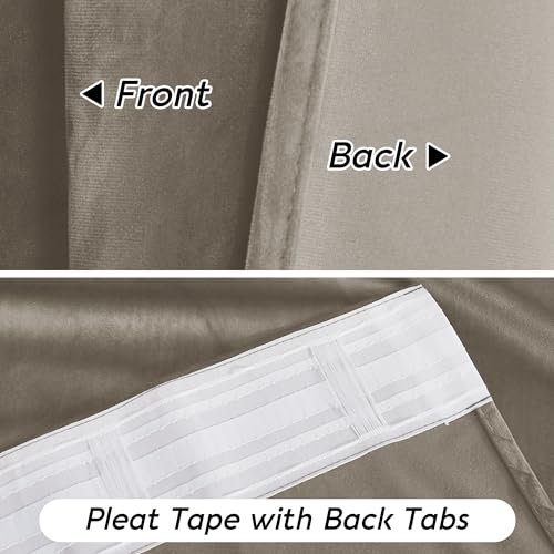 Image of RYB HOME Blush Velvet Curtains 96 inches 2 Panels Set, Thermal Insulated Privacy Protect Decorative Drapes with Hook Tape for Dorm Hotel Room, W 52 x L 96 inches | Room Darkening, Thermal Insulated, Pleat Tape on Top, Heavy Duty Plush, Dining Room Sliding Patio Door, W52 x L96, 2 Panels