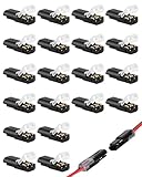 Funver 20PCS Low Voltage Wire Connectors, 2 Pin Push-Fit Electrical Waterproof Solderless Quick Connectors with Locking Buckles, No Stripping Required for 18-22 AWG Cables, LED Strip Lights, Ceiling