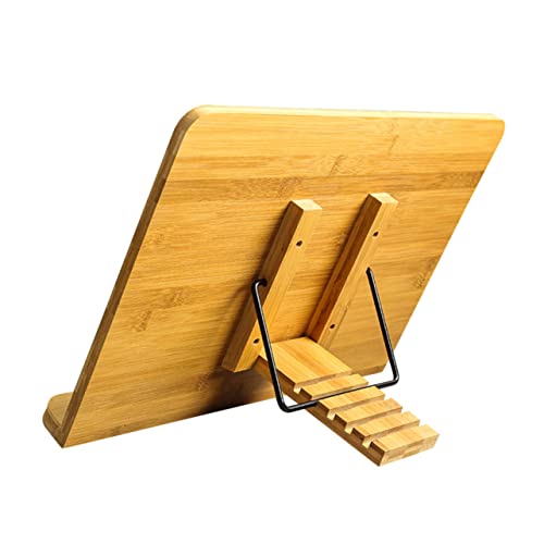 LALAFINA Caballete Estantería De Escritorio Soporte De Monitor Puntaje Estante Para Libros Soporte Para Laptop Escritorio De Pie Documento Estantería De Mesa Plegable Junta De Madera Yellow