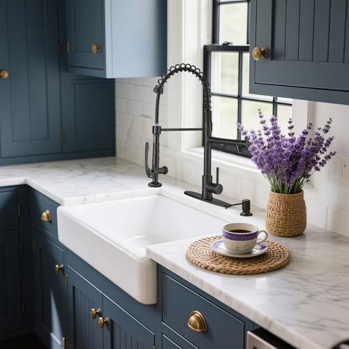 Image of Fapully Commercial Pull Down Kitchen Sink Faucet with Sprayer Matte Black