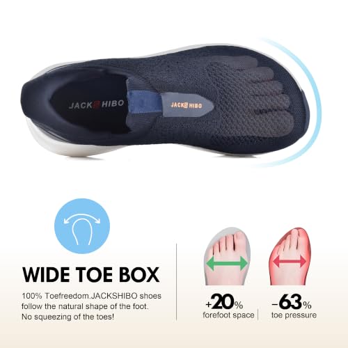 Image of JACKSHIBO Men's Wide Toe Box Slip in Free up Hands Orthopedic Walking Shoes | Slip On Arch Support Casual Sneakers, Zero Drop Cushion Sole, Metatarsal Pads
