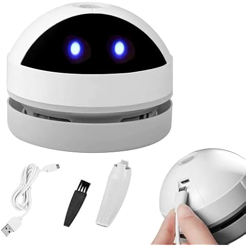 Abruga Upgraded Cute Mini Desktop Computer Vacuums Cleaner, Protable Table Dust Sweeper, USB Charging with Vacuum Nozzle Cleaning Brush for Clearing Computer, Car, Keyboard etc. Cover