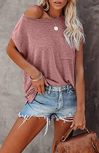 Image of CNFUFEN Short /Long Sleeve T Shirts for Women Fashion Casual Summer Lightweight Solid Trendy Tops