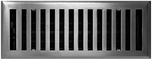 Madelyn Carter Contemporary Vent Cover, Solid Cast Brass Interior, Controls Air Flow, 4 x 12 inches (Overall Face: 5.25 x 13.5 inches), Brushed Nickel