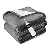 Qieryun Heizdecke Mit Abschaltautomatik, 130x180CM, 10 Heizstufen 8 Stunden Auto-Off-Timer Überhitzungsschutz, Wärme Decke Flanell Maschinenwaschbar, Beheizbare Decke Für Zuhause & Büro