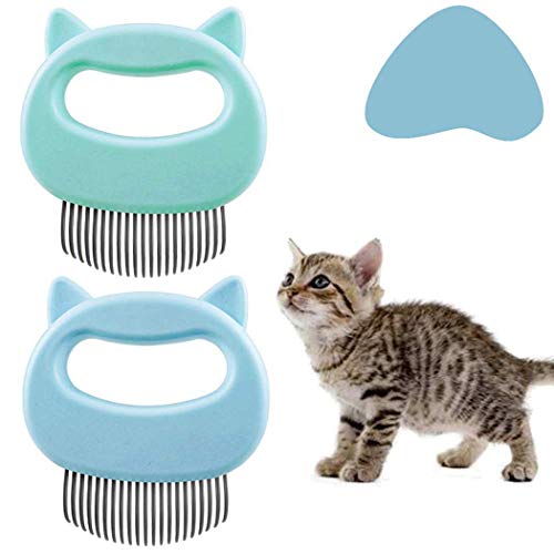 KesaPlan Pet Grooming Shedding Brush for Dog Cat Hair, Deshedding Massage Comb, Dog Brush End Shedding 2 Pcs (Blue and Green)