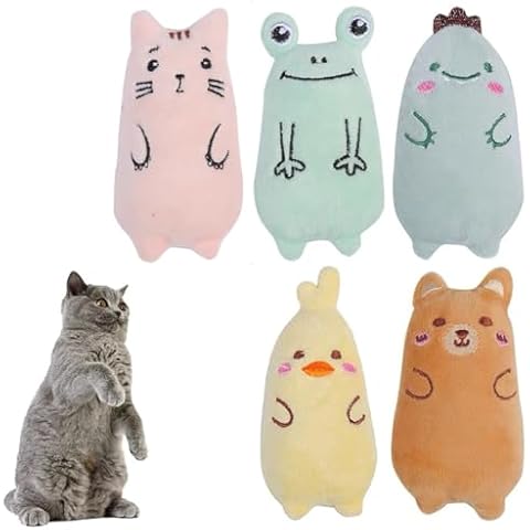 Green Hut 5 Pcs Catnip Toys, Catnip Filled Cartoon Animal Teething Chew Toy, Bite Resistant Catnip Toys for Cats, Cat Toys for Kitten, Cat Pillow Toys,Catnip Toys for Indoor Cats Multicolor Cover