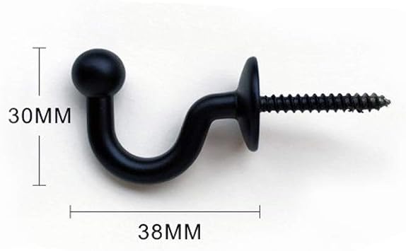 2 Pairs Curtain Hooks for Drapes, European Style Curtain Hook, Black Window Curtain Holdback Tiebacks, Heavy Duty Wall Mounted Hooks for Curtain Cup Key Bags, Home Decorative Hangers