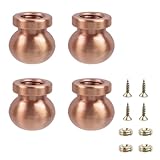 Geesatis 4Pcs Copper Cutting Board Feet,Chopping Board Feet Set,Stainless Steel Screws and Copper Self-Tapping Screws,Suitable for Cutting Boards, Cabinets and Other Furniture(Round Shaped)