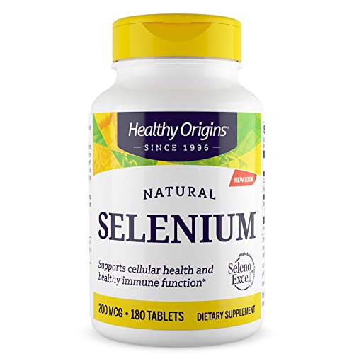 Healthy Origins, Natural Selenium, 200mcg, 180 Comprimidos veganos, Testado en Laboratorio, Sin Gluten, Sin Soja, Vegetariano