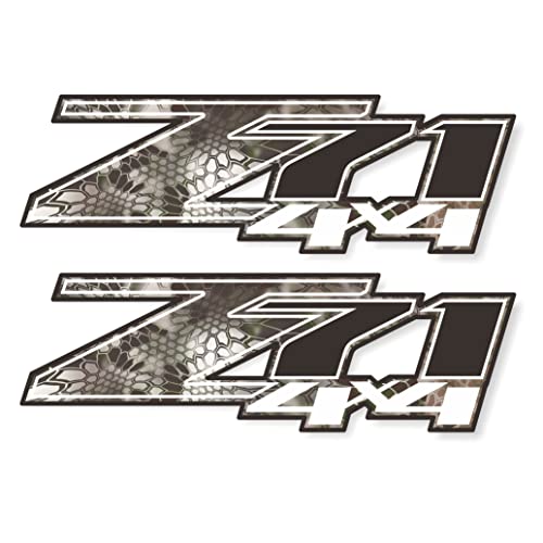 Image of GOLD HOOK Z71 4x4 Decals for Trucks Compatible with Chevy Silverado GMC Sierra 1500 2500 3500 - F (2007-2013) Bed Side, Set of 2, Premium Series (Kryptek Camo)
