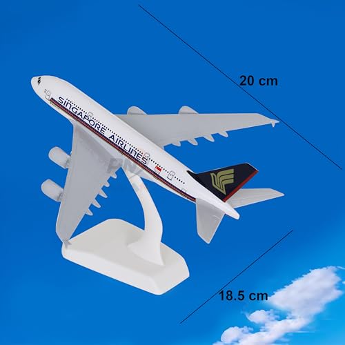 Image of Singapore Airlines Airbus A380 Diecast Airplane Model :Scale Modal 20cm Metal Aircraft with Stand for Adults & Kids (Singapore Airlines)