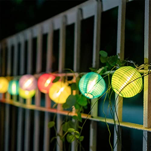 Konictom 8.5Ft Multicolor Lantern String Lights, Summer Printed String Lights With 10 Colorful Light Bulbs, Nylon Lantern Lights For Patio Bedroom Window Garden Porch Party Decor, White Wire #TOP6
