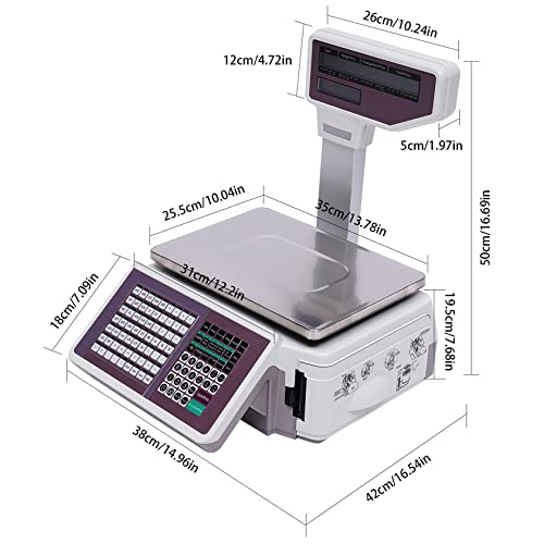 Báscula digital con impresora térmica y lector de código de barras miniatura 3